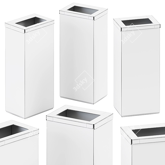  Sleek Metal Waste Paper Bin 3D model image 2