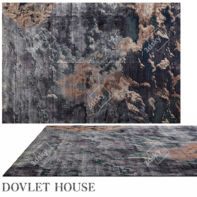 Luxury Dovlet House Wool Silk Rug 3D model image 1