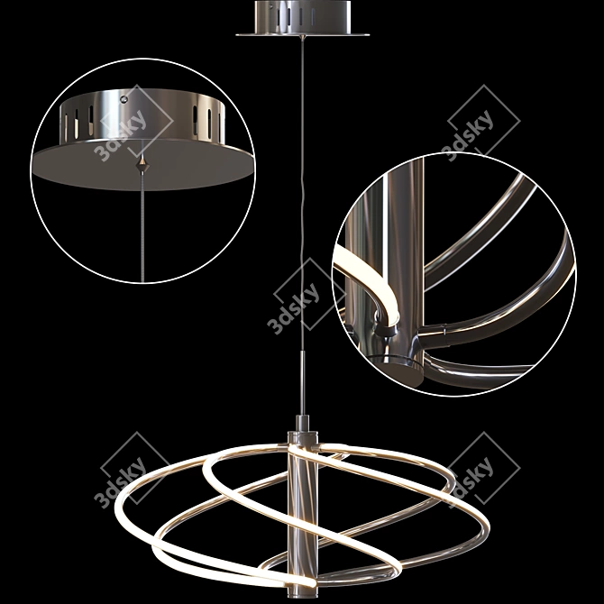 Modern Chrome Pendant Light Fixture 3D model image 2