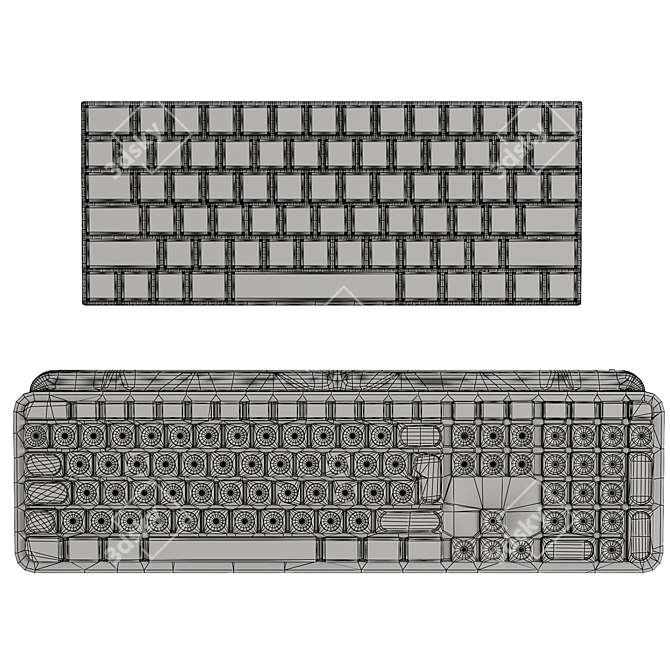 Dual Keyboard Set: Apple & Logitech 3D model image 4