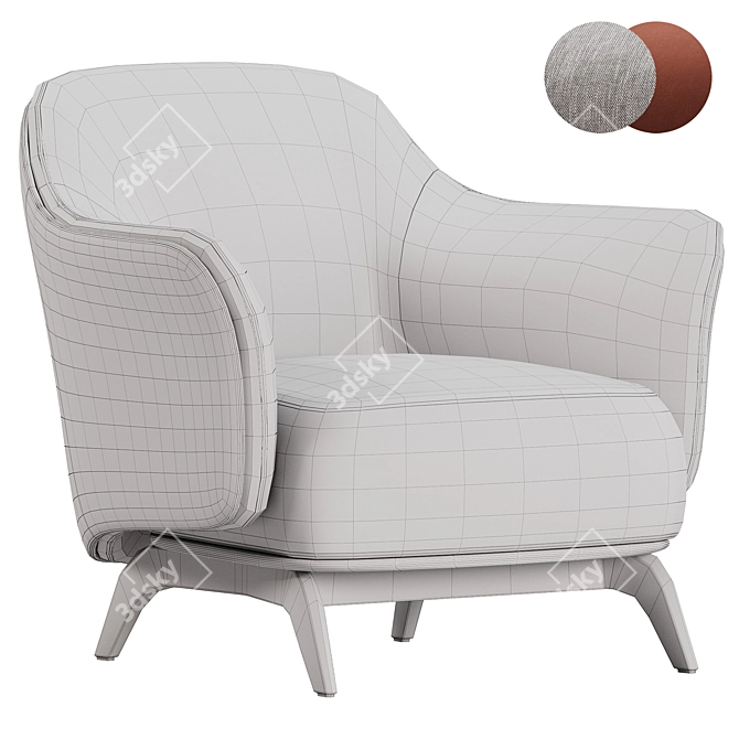 Modern Armchair Poliform Kaori Collection 3D model image 4