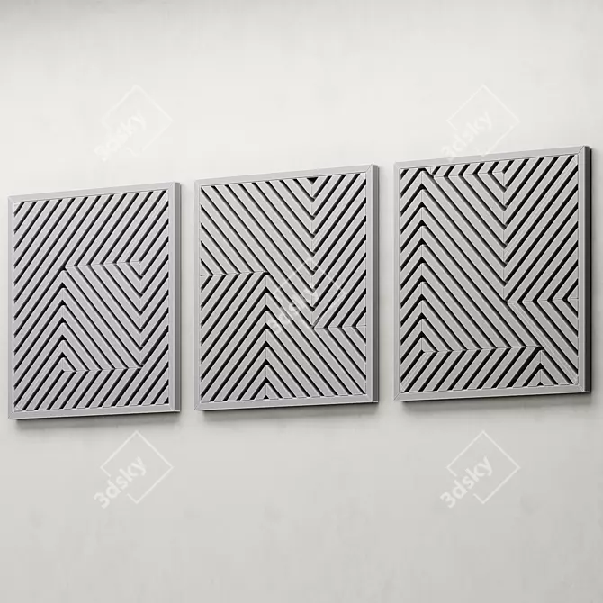 Geometric Wooden Wall Art Set 3D model image 6