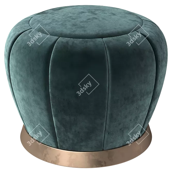 Golden Velvet Stool - Florence 3D model image 1