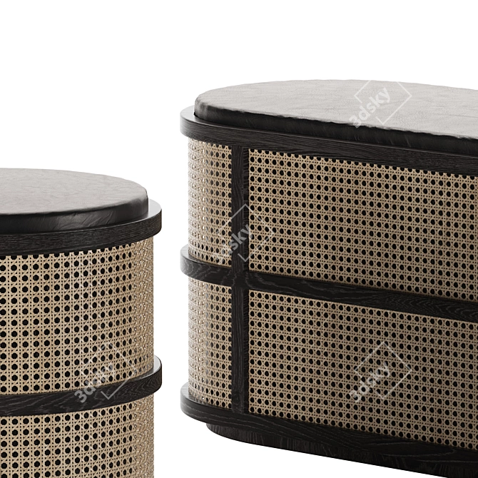 Woven Leather Pouf: 3D Model 3D model image 2