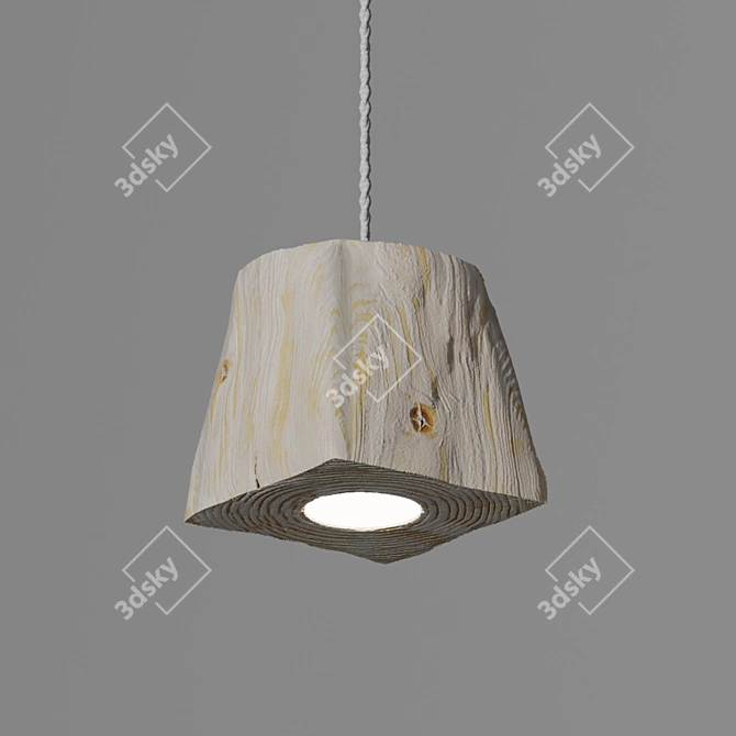 Handcrafted Pine LED Pendant Light 3D model image 3