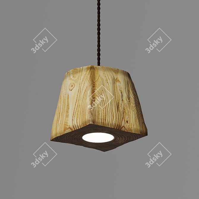 Handcrafted Pine LED Pendant Light 3D model image 4