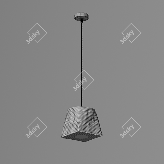 Handcrafted Pine LED Pendant Light 3D model image 6