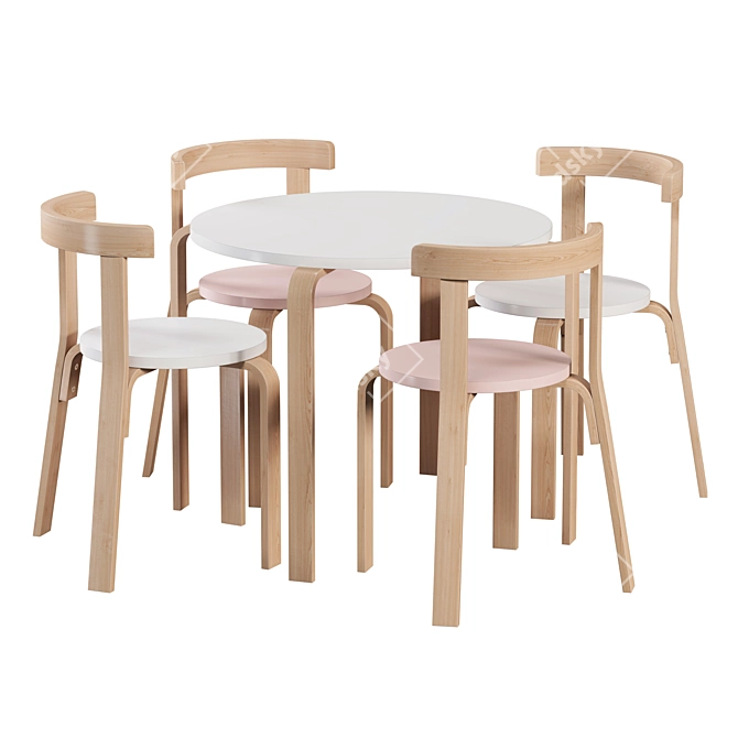 Modern Boston Table&Chairs Set 3D model image 1