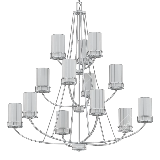 Stylish 12-Light Chandelier Option 3D model image 2