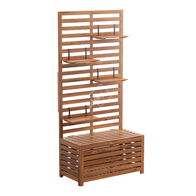 Rustic Acacia Wood Balcony Storage 3D model image 1