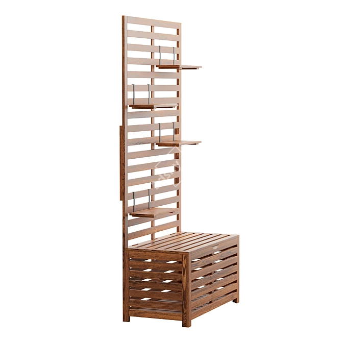 Rustic Acacia Wood Balcony Storage 3D model image 3