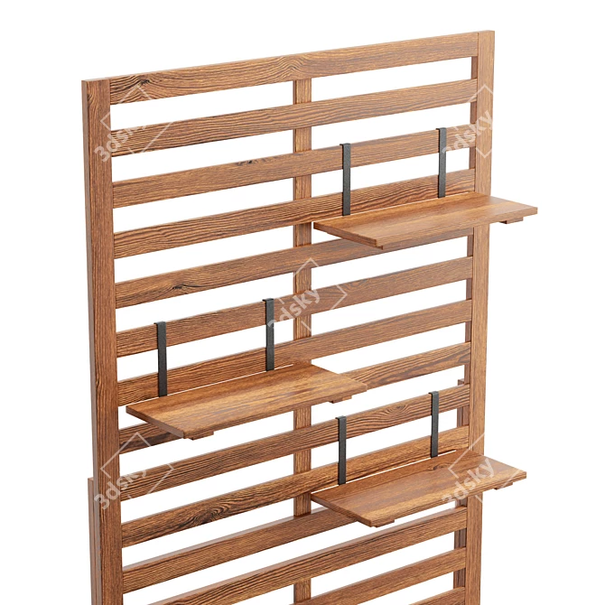 Rustic Acacia Wood Balcony Storage 3D model image 4