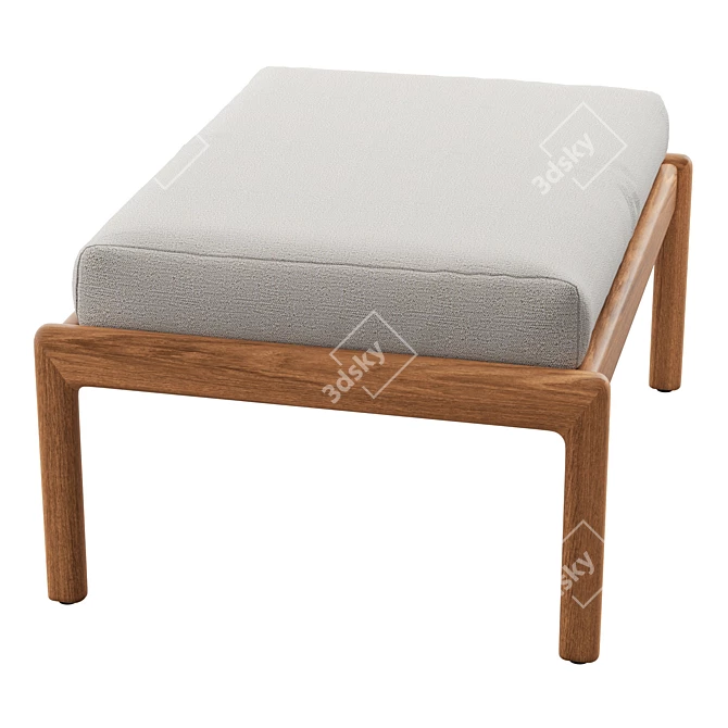 Modern Teak Outdoor Footstool 3D model image 5