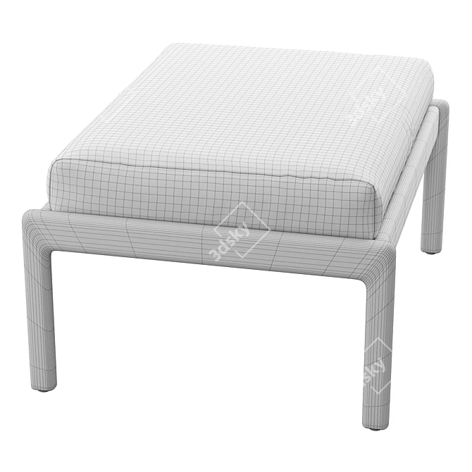 Modern Teak Outdoor Footstool 3D model image 6