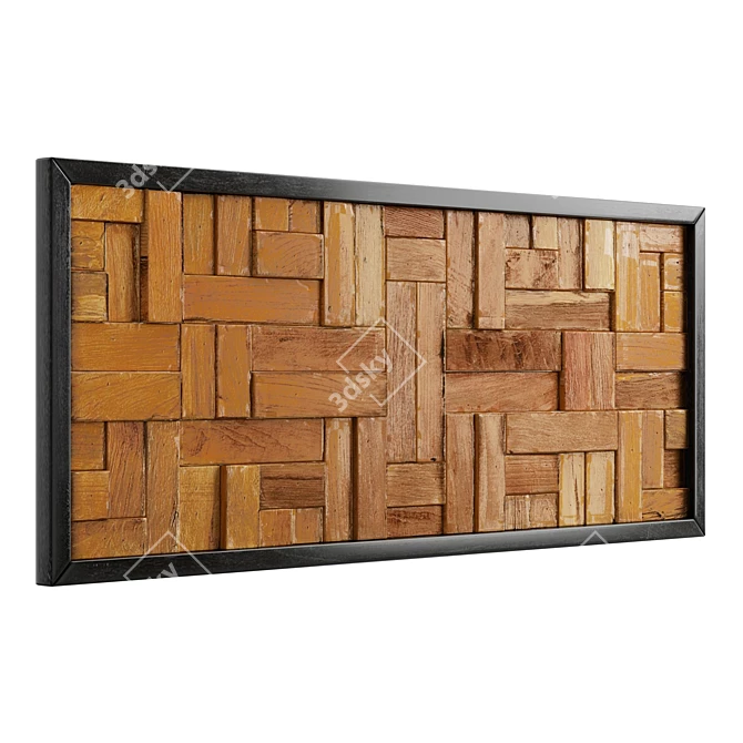 Earthy Mosaic Teak Wall Art 3D model image 1