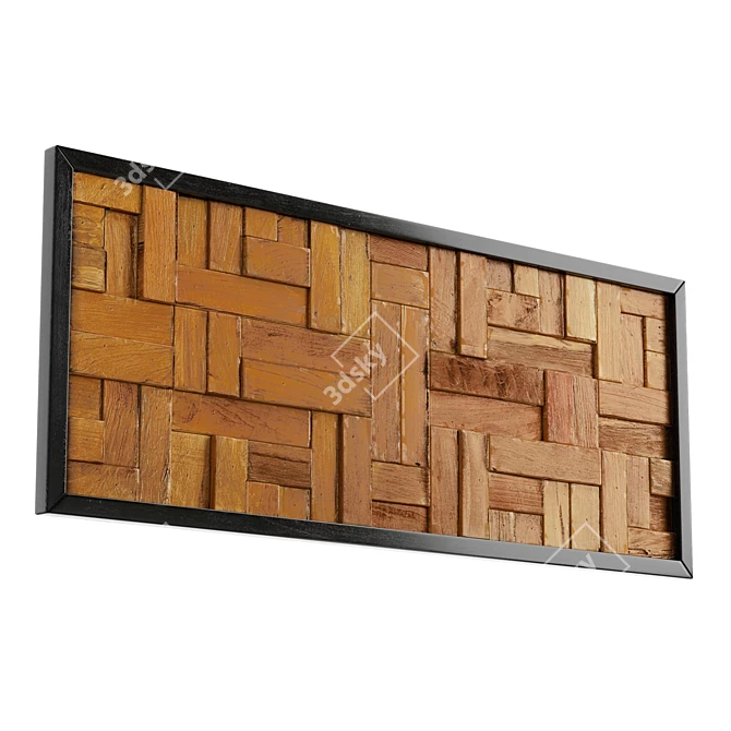 Earthy Mosaic Teak Wall Art 3D model image 2