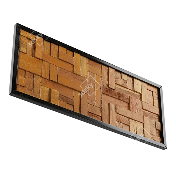 Earthy Mosaic Teak Wall Art 3D model image 4