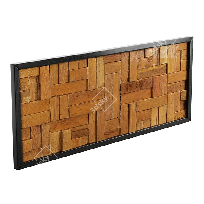 Earthy Mosaic Teak Wall Art 3D model image 5