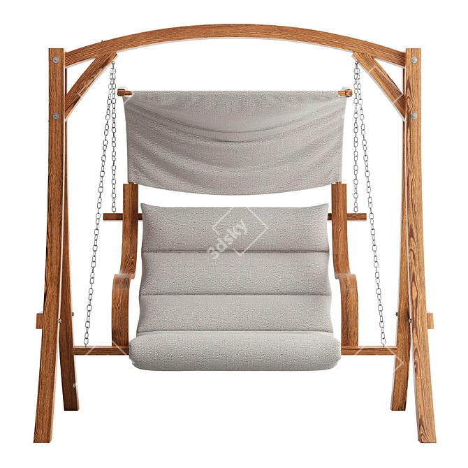 Teak Finish Wooden Garden Swing 3D model image 2