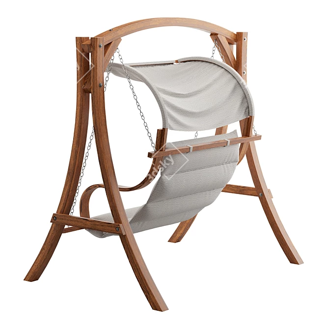 Teak Finish Wooden Garden Swing 3D model image 4