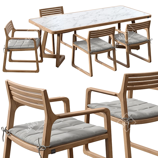 Modern Outdoor Dining Set, ESTATE 3D model image 1