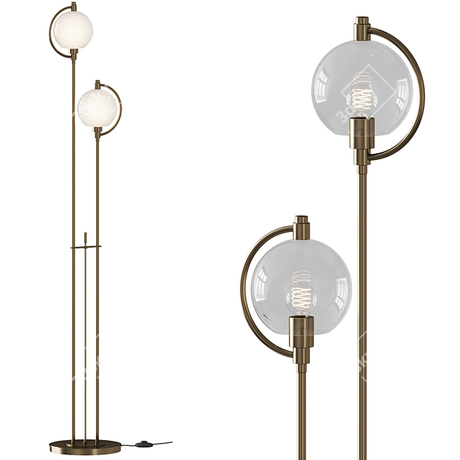 Modern Steel Floor Lamp With Double Lighting 3D model image 1