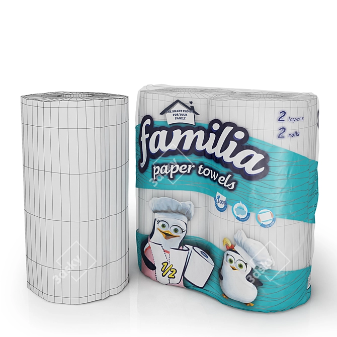 PVC-Packaged Paper Towel Roll 3D model image 3