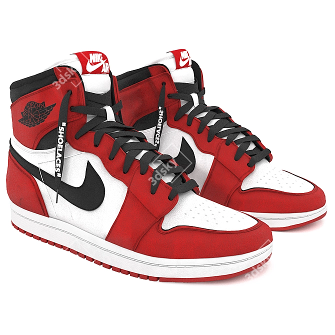 Red Nike Air Jordan 1 Retro - 3D Model 3D model image 1