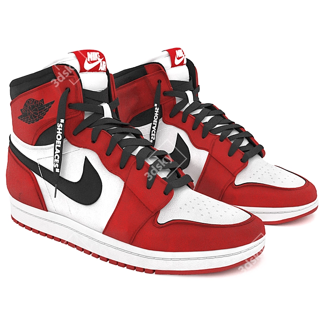 Red Nike Air Jordan 1 Retro - 3D Model 3D model image 2