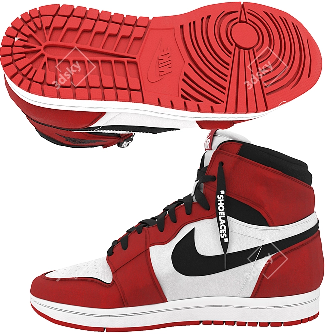 Red Nike Air Jordan 1 Retro - 3D Model 3D model image 4