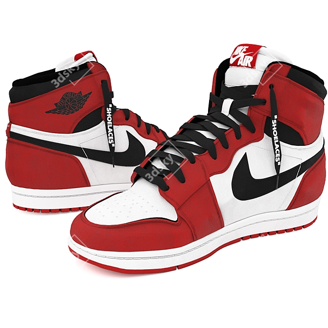 Red Nike Air Jordan 1 Retro - 3D Model 3D model image 5