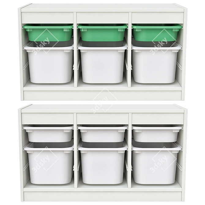 Trofast Box Storage Combination Set 3D model image 1