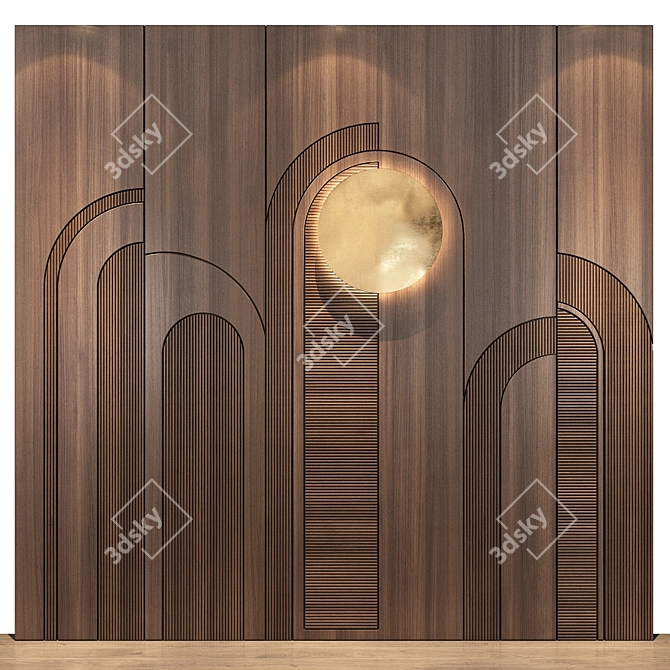 Modern Wood Metal MDF Panel 3D model image 1