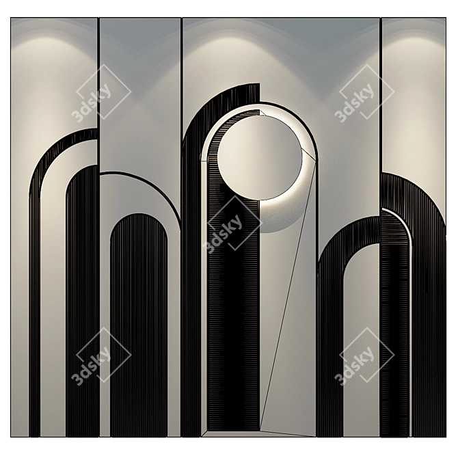 Modern Wood Metal MDF Panel 3D model image 2