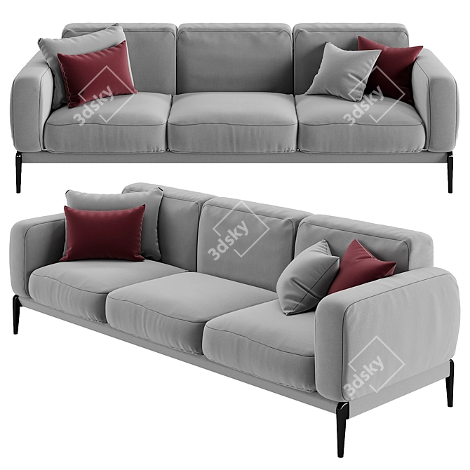 Modern Italian Romeo Compact Sofa 3D model image 1