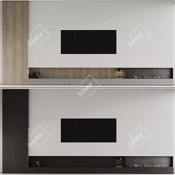 Modern Fireplace TV Wall Unit 3D model image 2