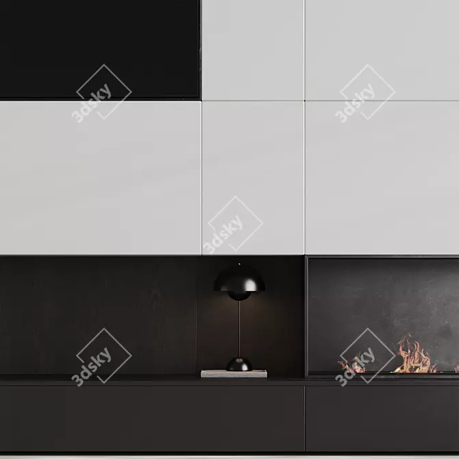 Modern Fireplace TV Wall Unit 3D model image 3