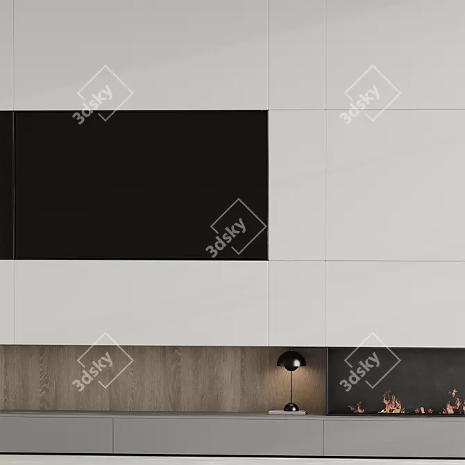 Modern Fireplace TV Wall Unit 3D model image 5