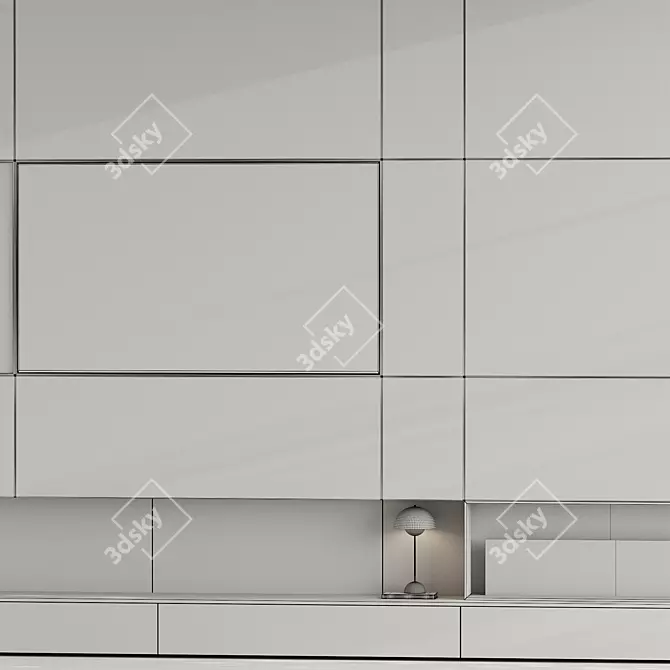 Modern Fireplace TV Wall Unit 3D model image 6