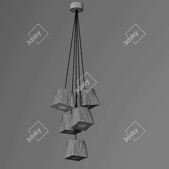 Handcrafted Pine Pendant Light - Querk Led 3D model image 7