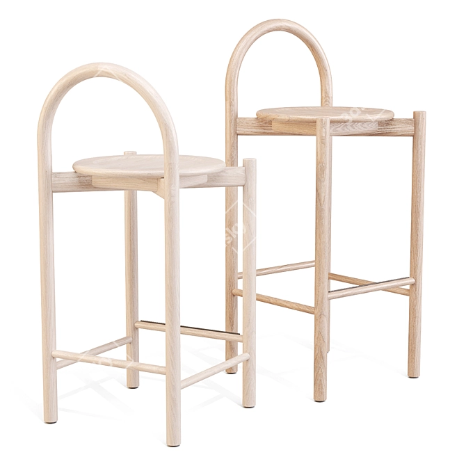 SBW Australia Halo Wooden Stools 3D model image 2