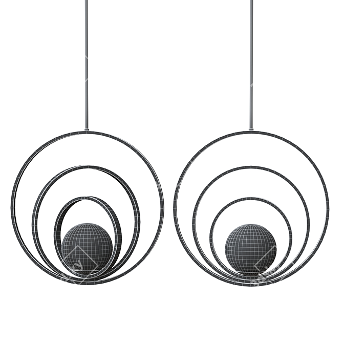 Scandi Glass Pendant Lamp, Rings 3D model image 2