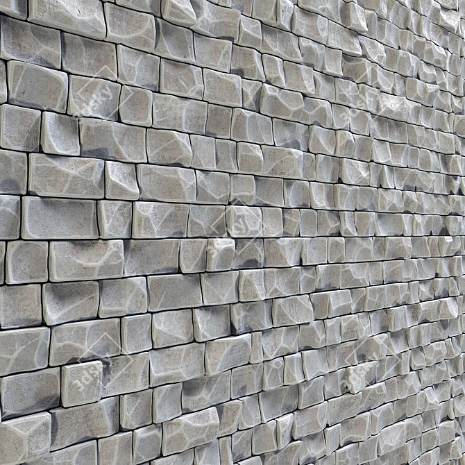 Rock Brick Wall Texture Kit 3D model image 1