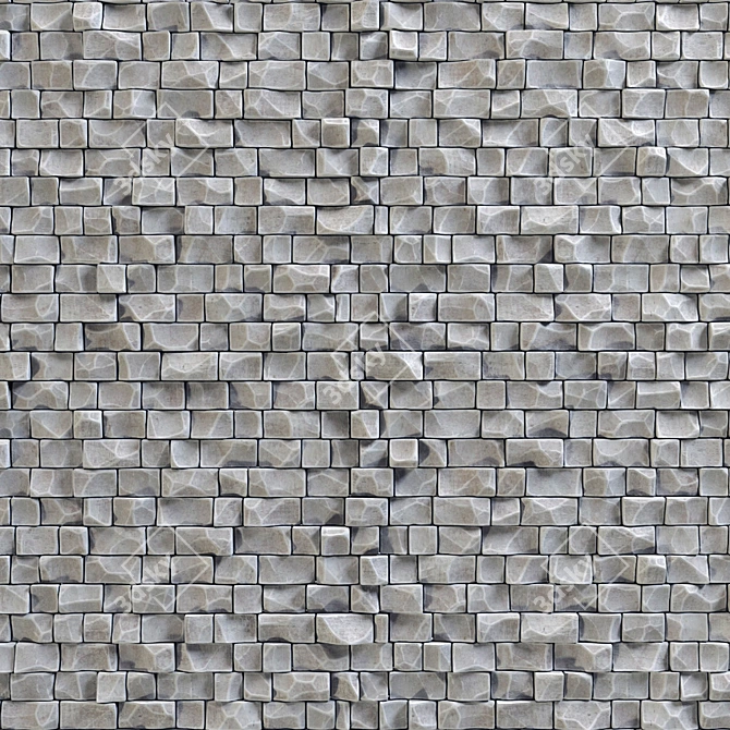 Rock Brick Wall Texture Kit 3D model image 2