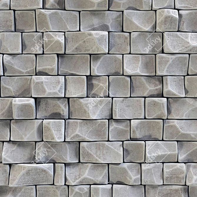 Rock Brick Wall Texture Kit 3D model image 3