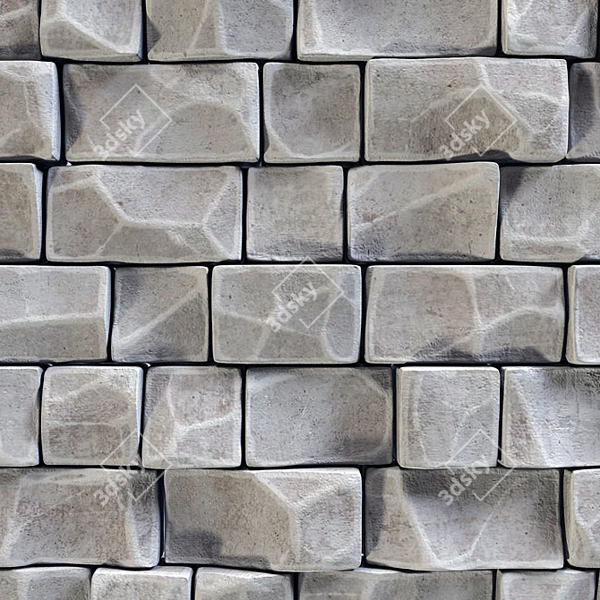 Rock Brick Wall Texture Kit 3D model image 4