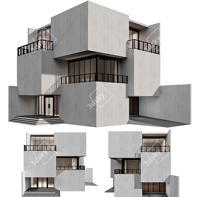 Modern House Model No6 3D model image 1