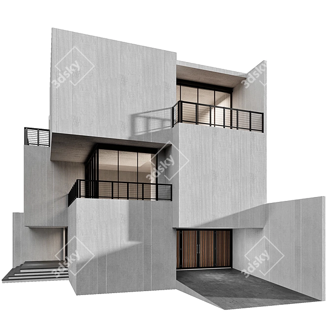 Modern House Model No6 3D model image 2