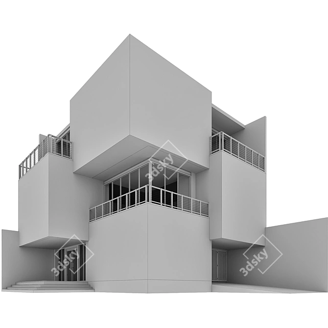 Modern House Model No6 3D model image 7