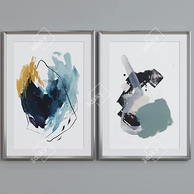 Modern Abstract Picture Frame Set 3D model image 3